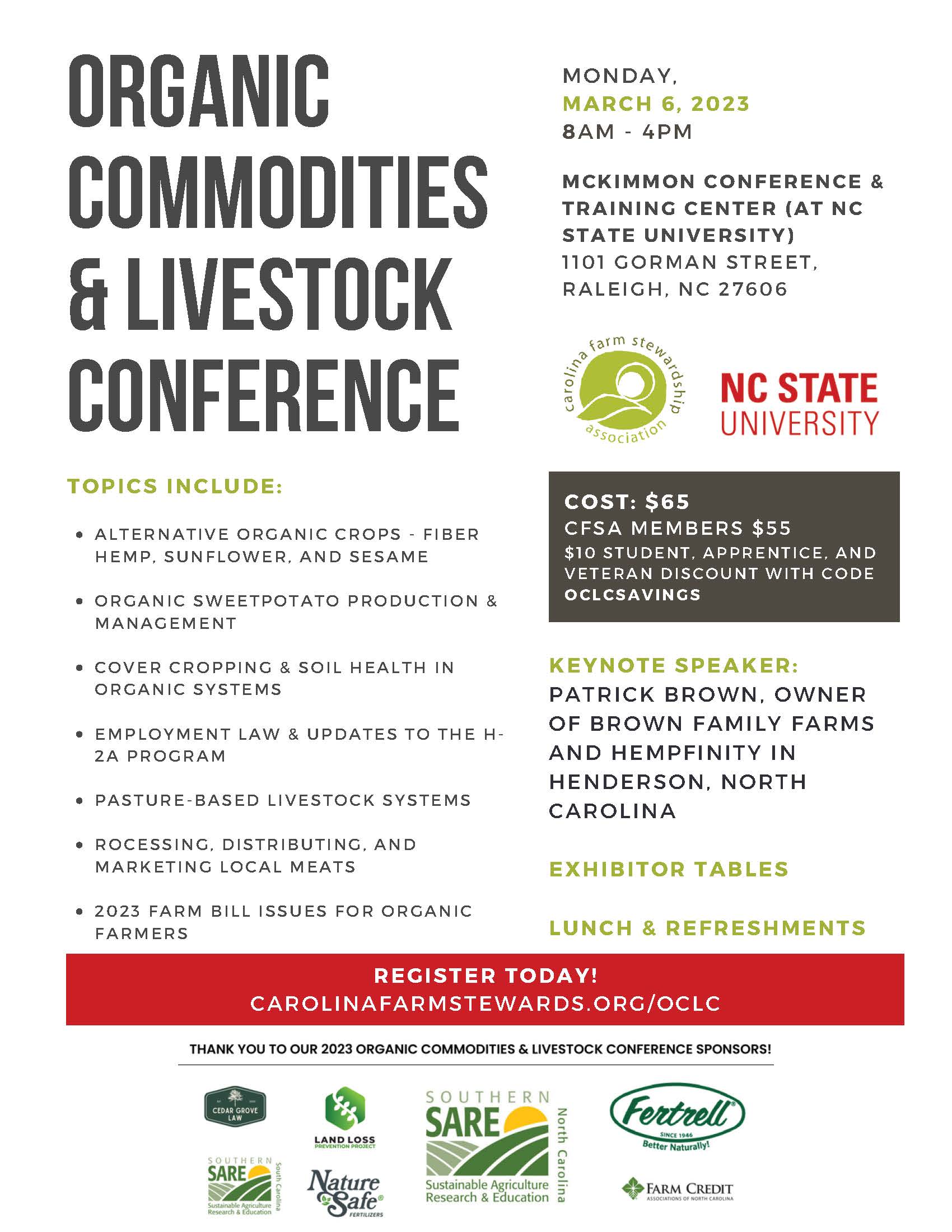 Organic Commodity and Livestock Conference Flyer